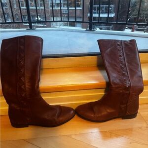 Cynthia Vincent Tansy Brown Leather Boots Size 10